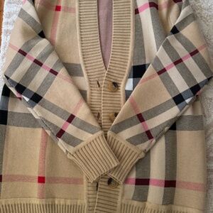 "Burberry Check Long Sleeve Knit Cardigan Sweater" Size small